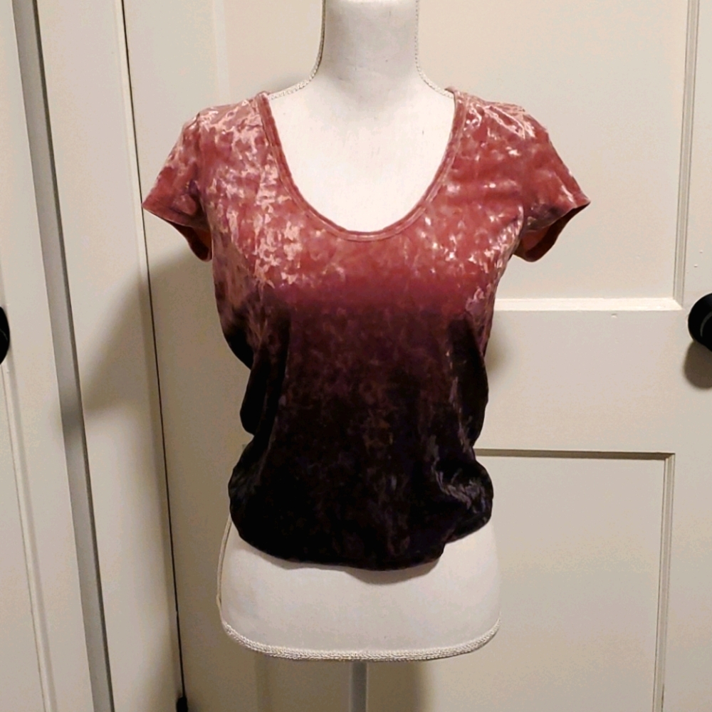 American Eagle pink to purple velvet tee